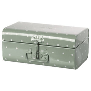 Storage Suitcase Small – Dusty green w. dots